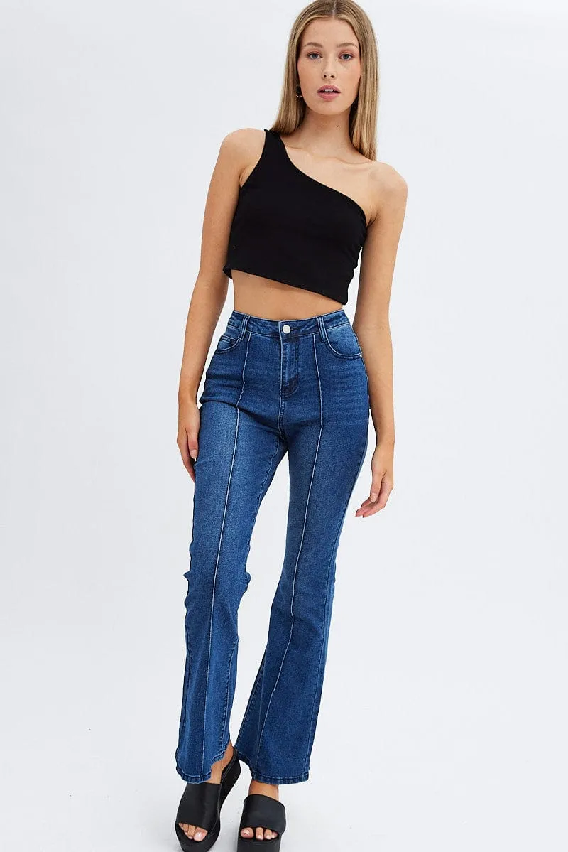 Denim Flare Jeans Mid Rise Pintuck sold by Ally Fashion product image thumbnail 3