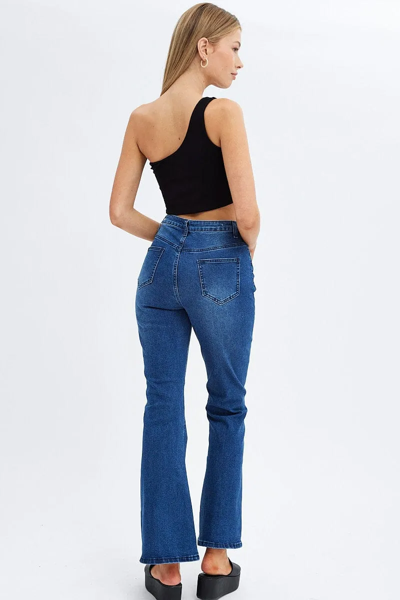 Denim Flare Jeans Mid Rise Pintuck sold by Ally Fashion product image thumbnail 5