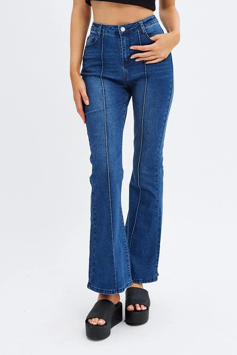 Denim Flare Jeans Mid Rise Pintuck sold by Ally Fashion product image thumbnail 2