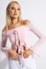 Pink Off Shoulder Top Long Sleeve sold by Ally Fashion