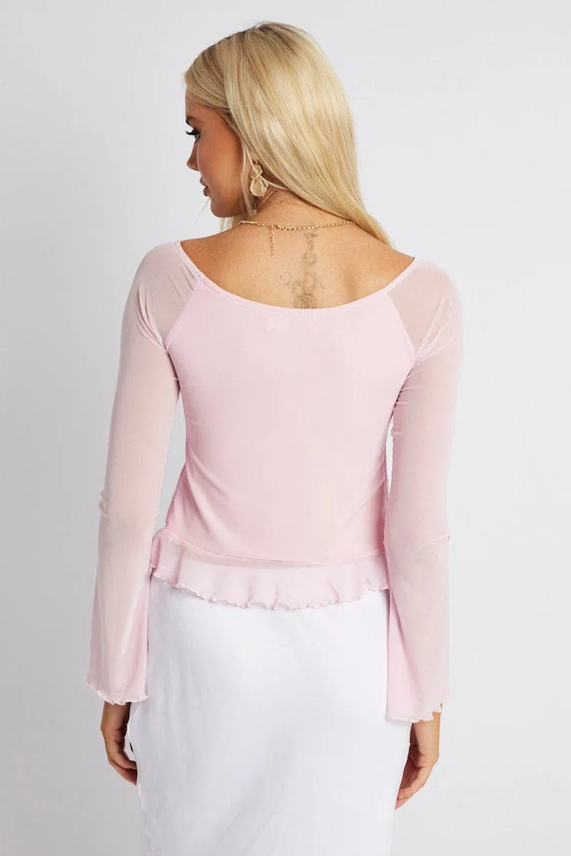 Pink Off Shoulder Top Long Sleeve sold by Ally Fashion product image thumbnail 5