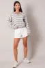 Grey Stripe Knit Top Long Sleeve Collar sold by Ally Fashion