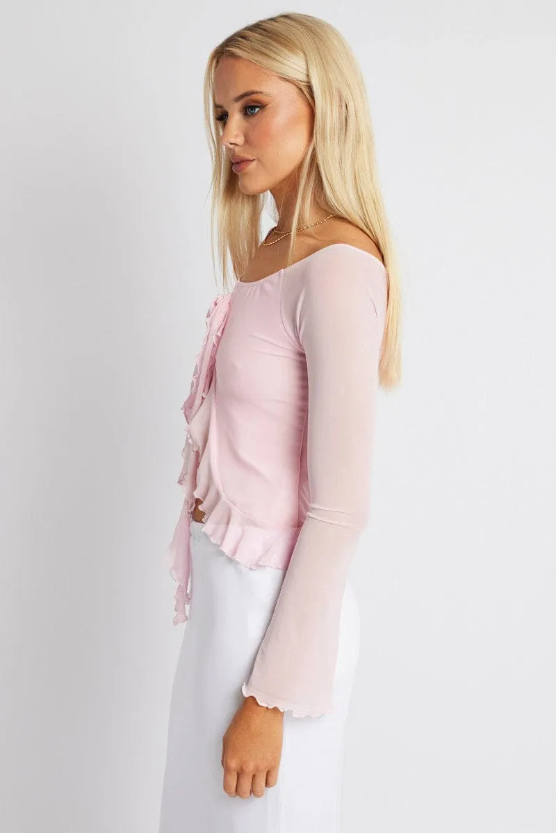 Pink Off Shoulder Top Long Sleeve sold by Ally Fashion product image thumbnail 4