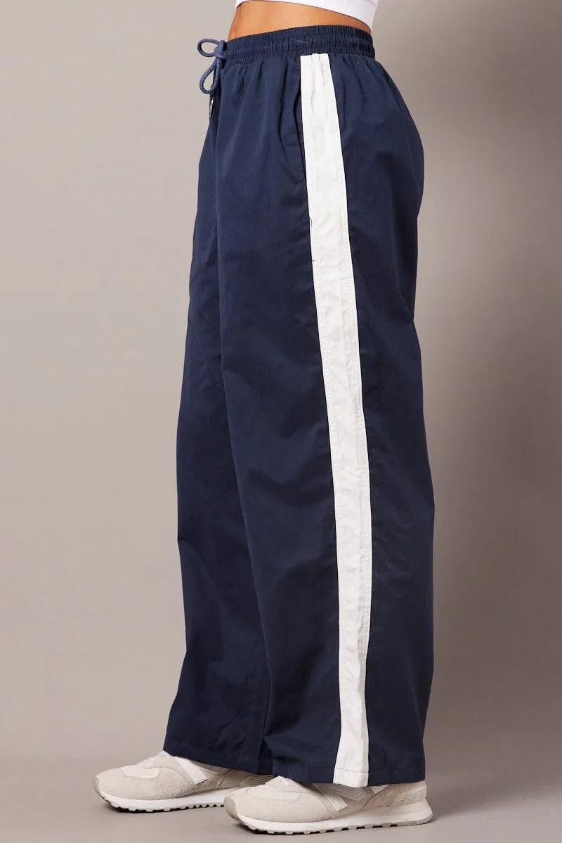 Blue Track Pants Wide Leg sold by Ally Fashion product image thumbnail 4