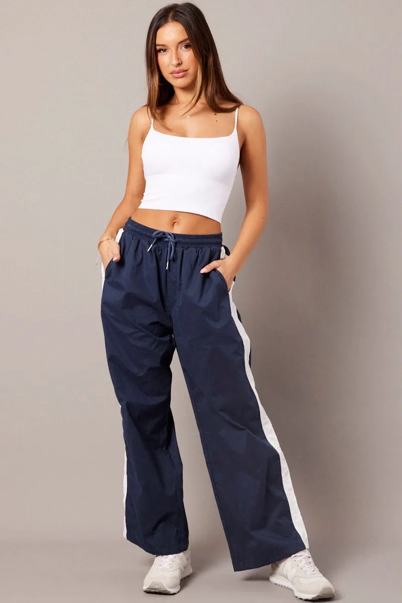 Blue Track Pants Wide Leg sold by Ally Fashion product image thumbnail 2