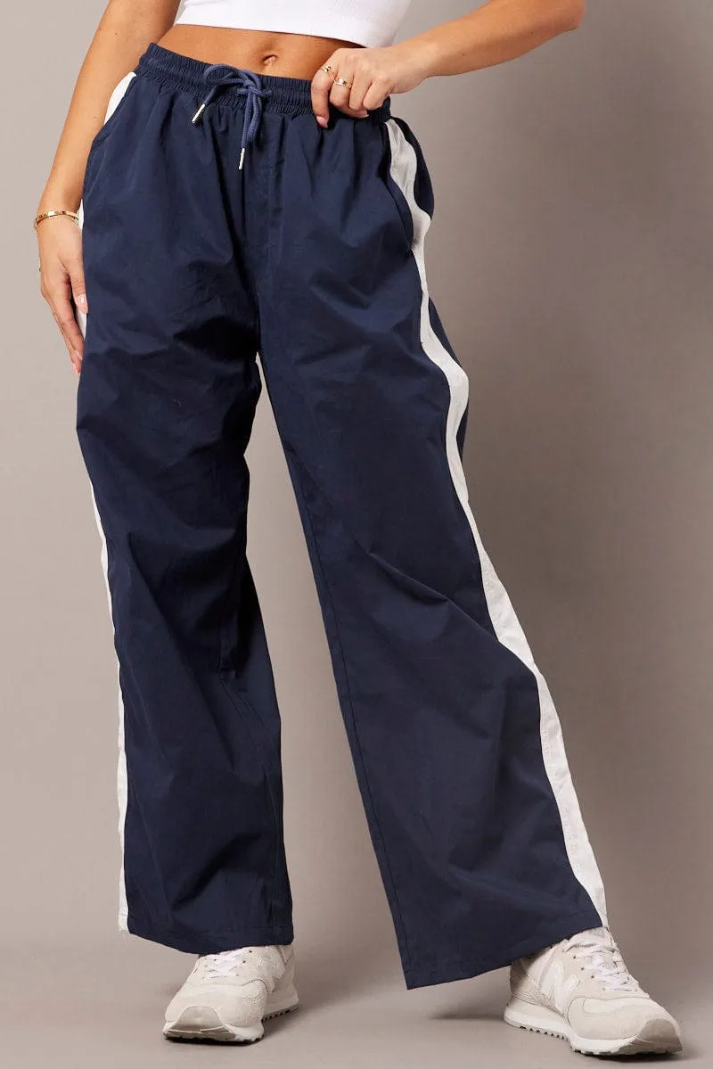 Blue Track Pants Wide Leg sold by Ally Fashion product image thumbnail 3