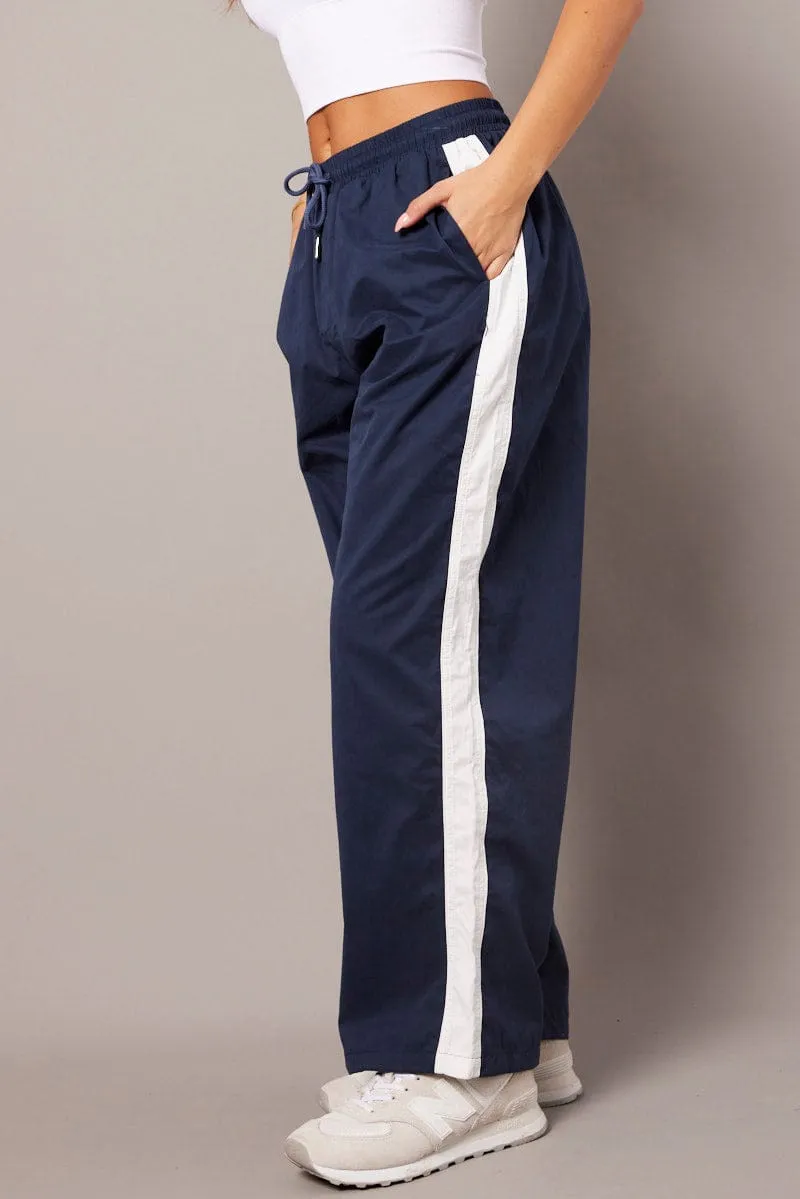 Blue Track Pants Wide Leg sold by Ally Fashion
