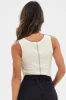 Beige Tank Top Round Neck Croset Overlock Details sold by Ally Fashion