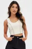 Beige Tank Top Round Neck Croset Overlock Details sold by Ally Fashion