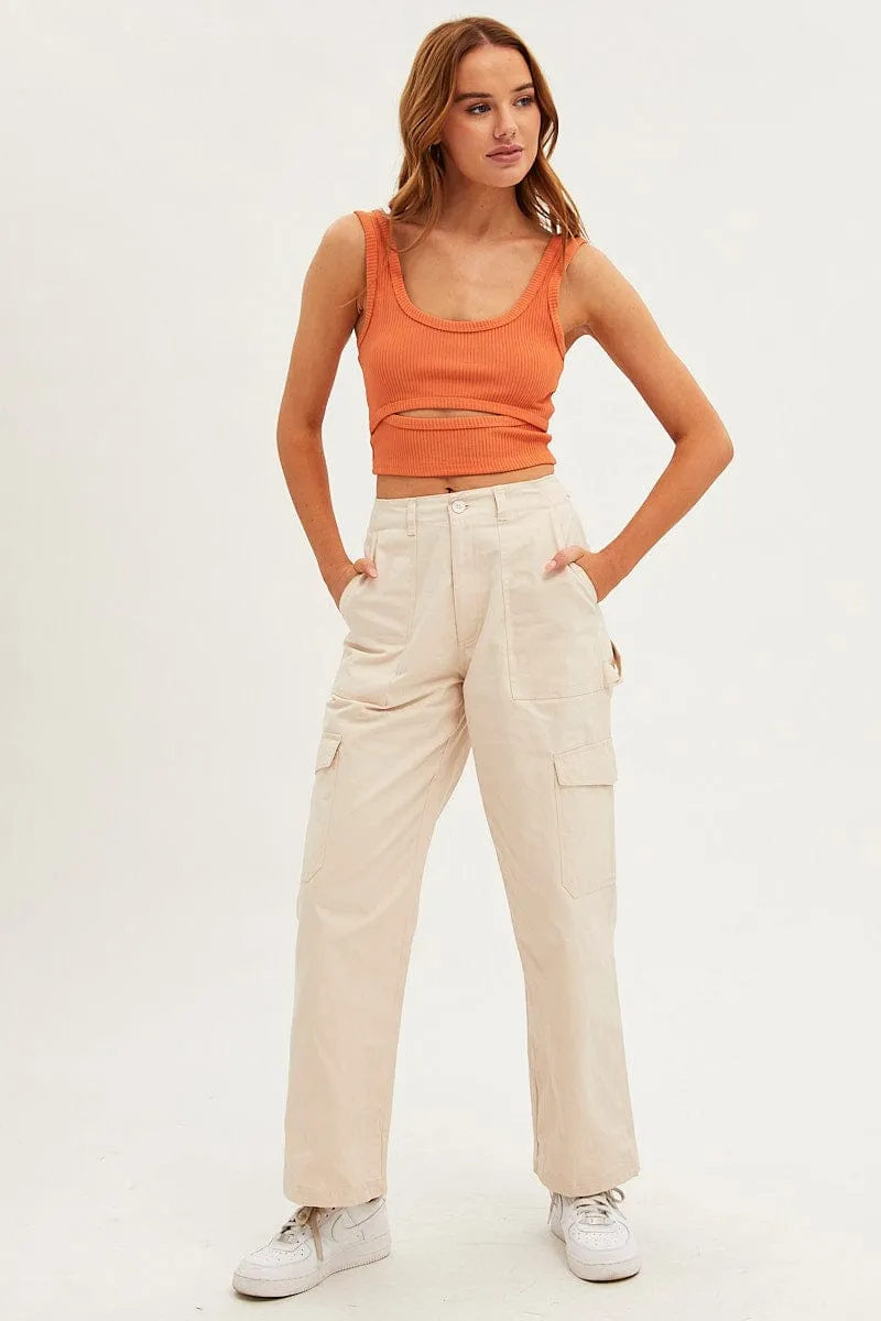 Orange Crop Tank Scoop Neck Sleeveless Cutout sold by Ally Fashion product image thumbnail 2