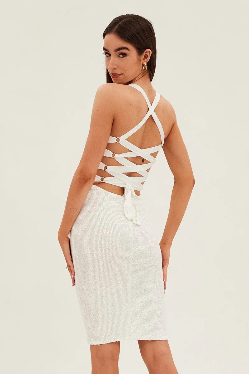 White Sequin Bodycon Party Dress sold by Ally Fashion product image thumbnail 5