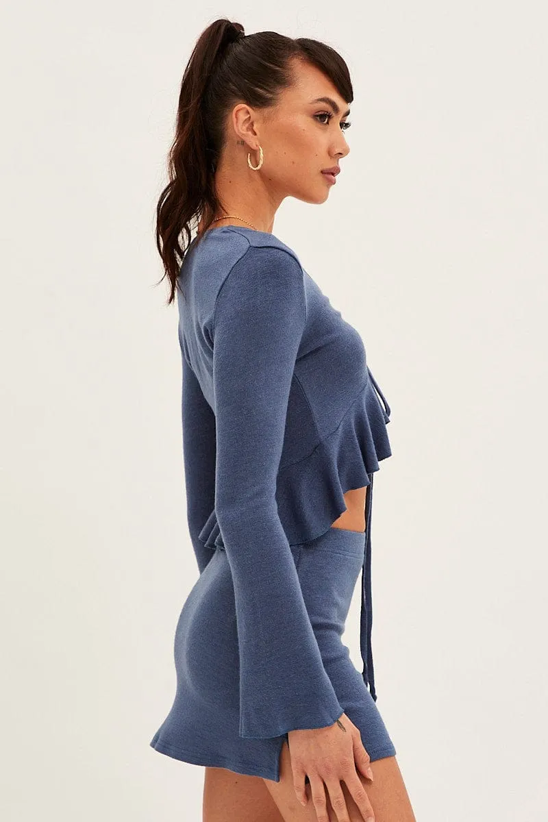 Blue Peplum Top Long Sleeve sold by Ally Fashion product image thumbnail 5