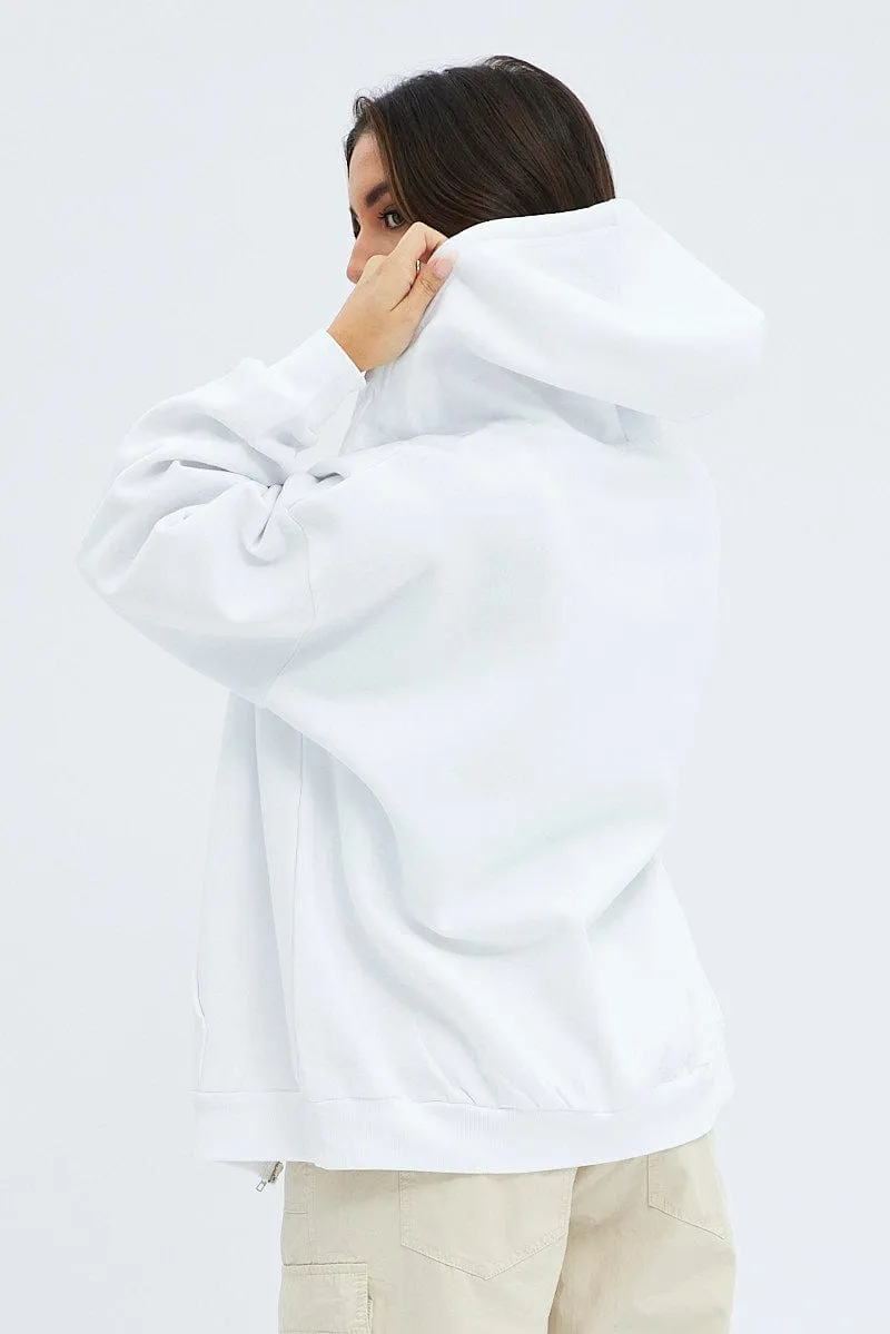 White Zip Hoodie Long Sleeve Graphic sold by Ally Fashion product image thumbnail 5
