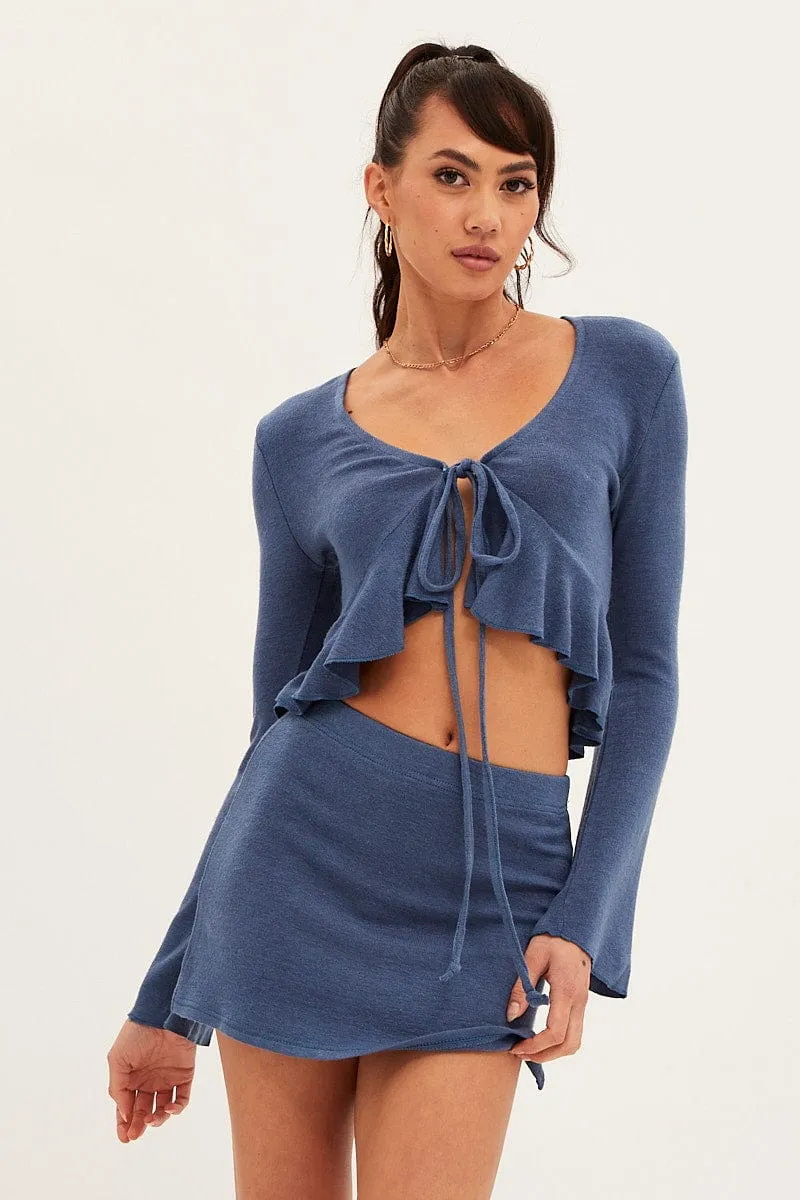 Blue Peplum Top Long Sleeve sold by Ally Fashion product image thumbnail 3