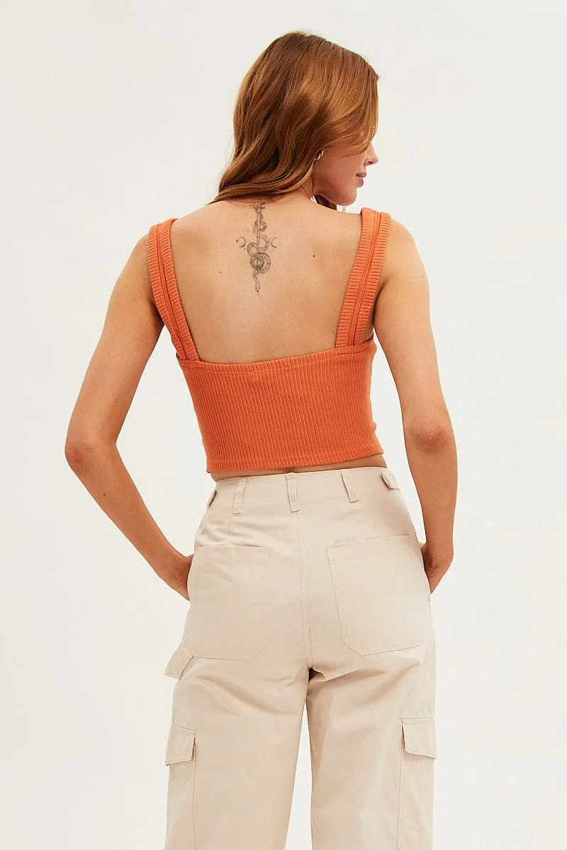 Orange Crop Tank Scoop Neck Sleeveless Cutout sold by Ally Fashion product image thumbnail 5