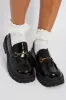 Black Chunky Sole Buckle Loafers sold by Ally Fashion
