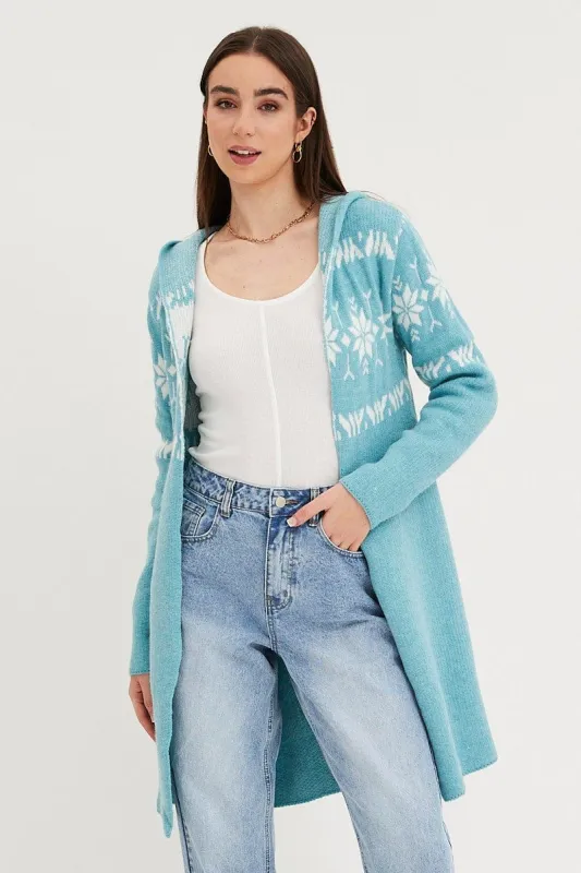Aztec Print Knit Cardigan Long Sleeve Relaxed Hoodie sold by Ally Fashion