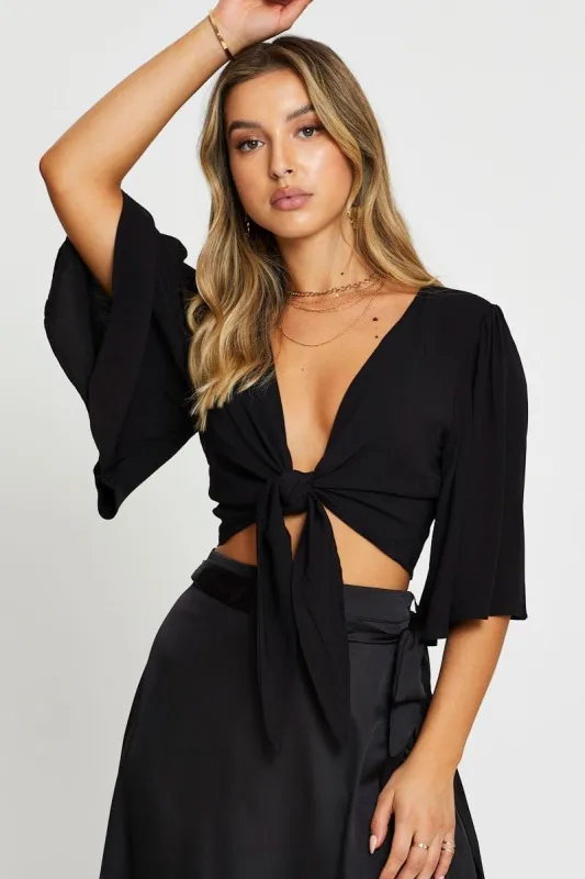 Black Crop Bolero Short Sleeve sold by Ally Fashion