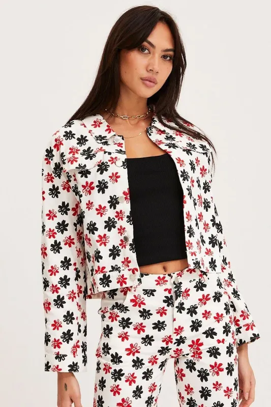Print Crop Jacket Long Sleeve sold by Ally Fashion