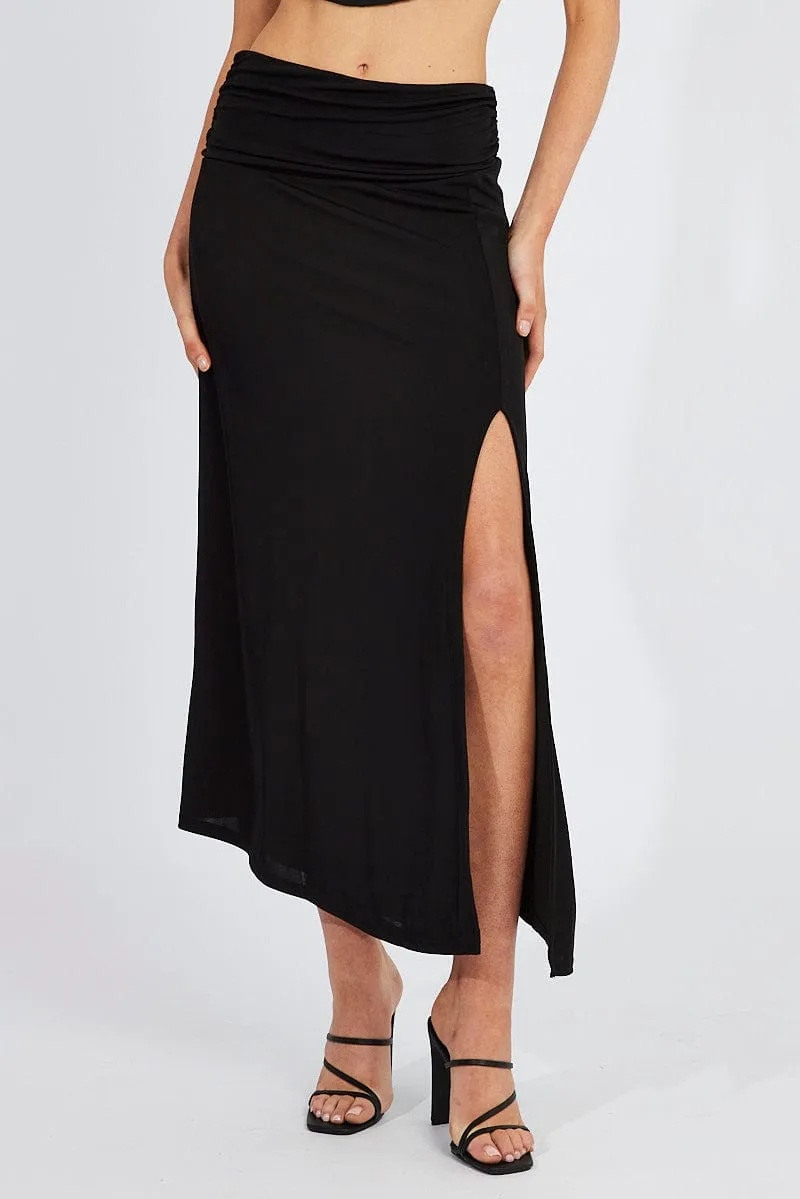 Black Maxi Skirt Asymmetric Hem sold by Ally Fashion product image thumbnail 3