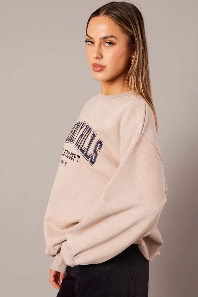 Beige Graphic Sweater Long Sleeve sold by Ally Fashion product image thumbnail 4