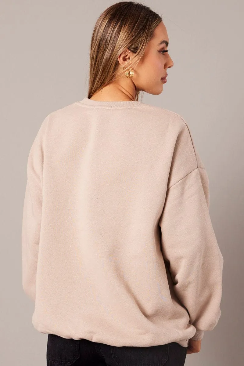 Beige Graphic Sweater Long Sleeve sold by Ally Fashion product image thumbnail 5
