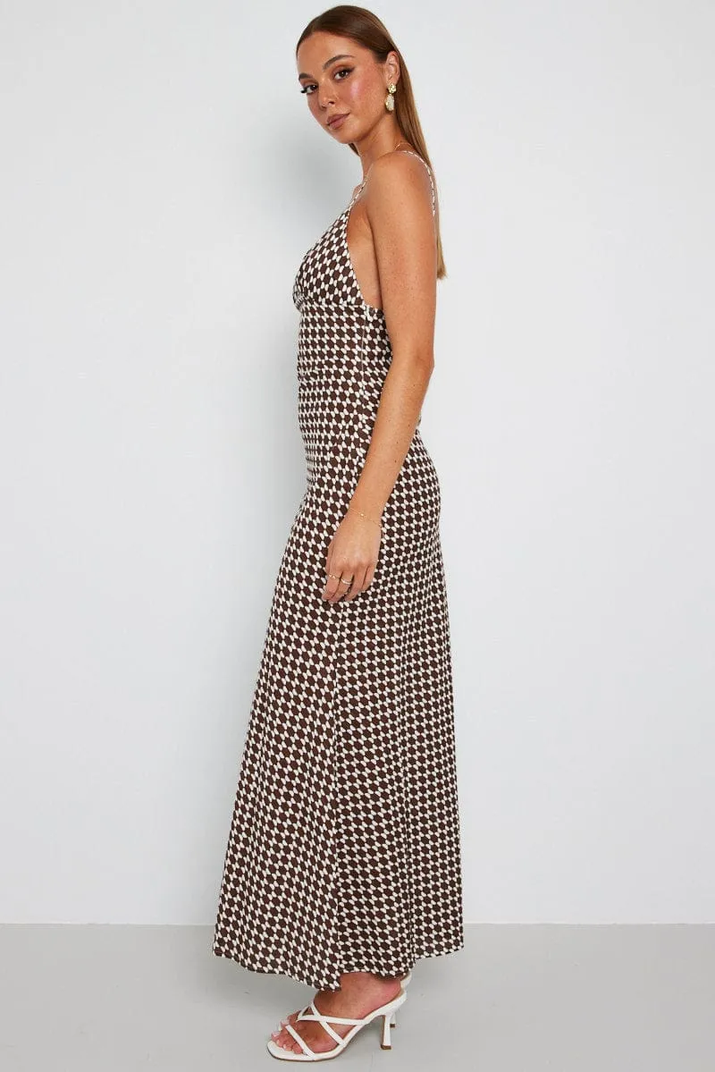 Brown Geo Maxi Dress Strappy sold by Ally Fashion product image thumbnail 4