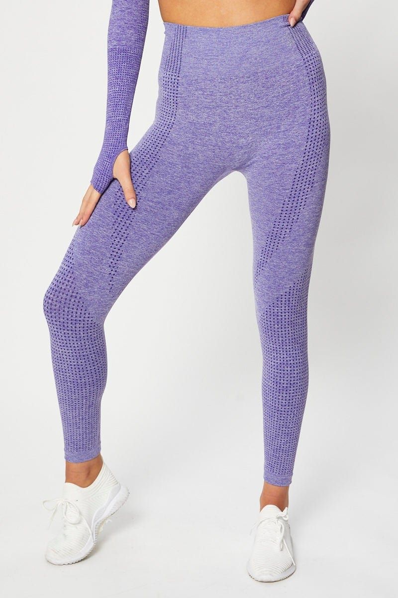 Purple Seamless Activewear Leggings sold by Ally Fashion product image thumbnail 3