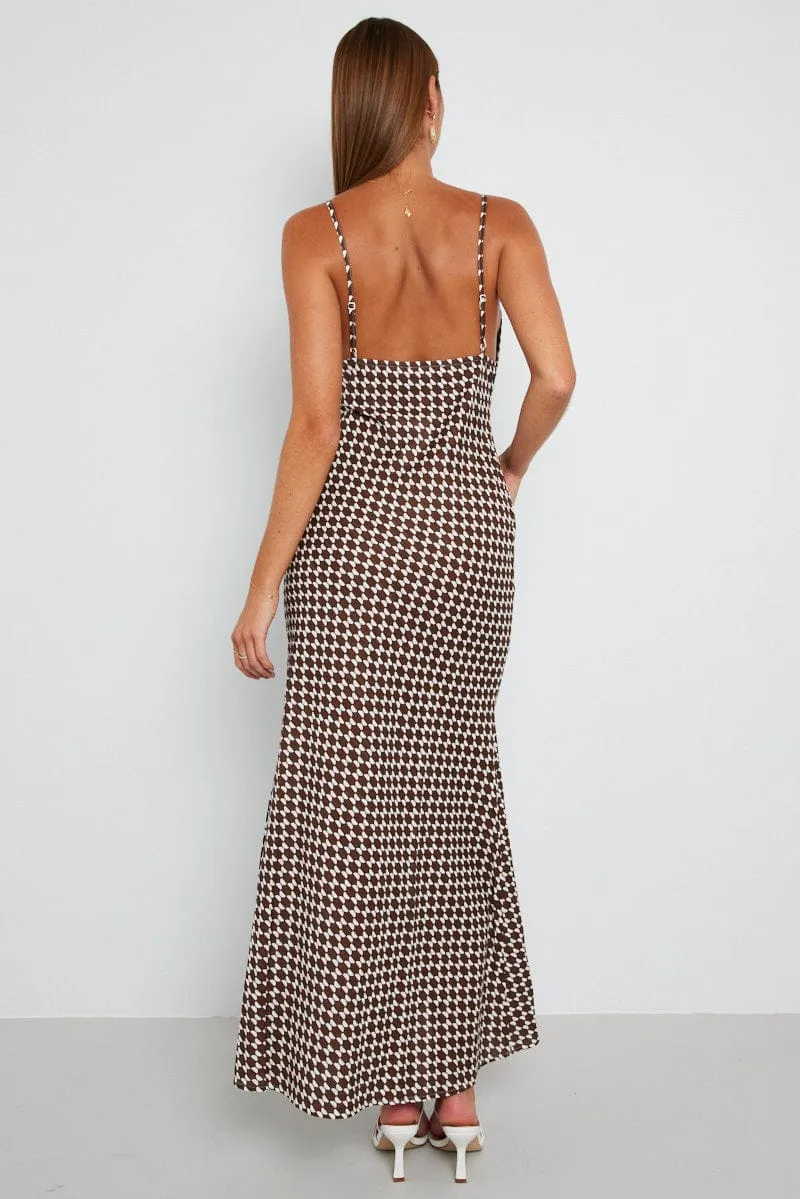 Brown Geo Maxi Dress Strappy sold by Ally Fashion product image thumbnail 5