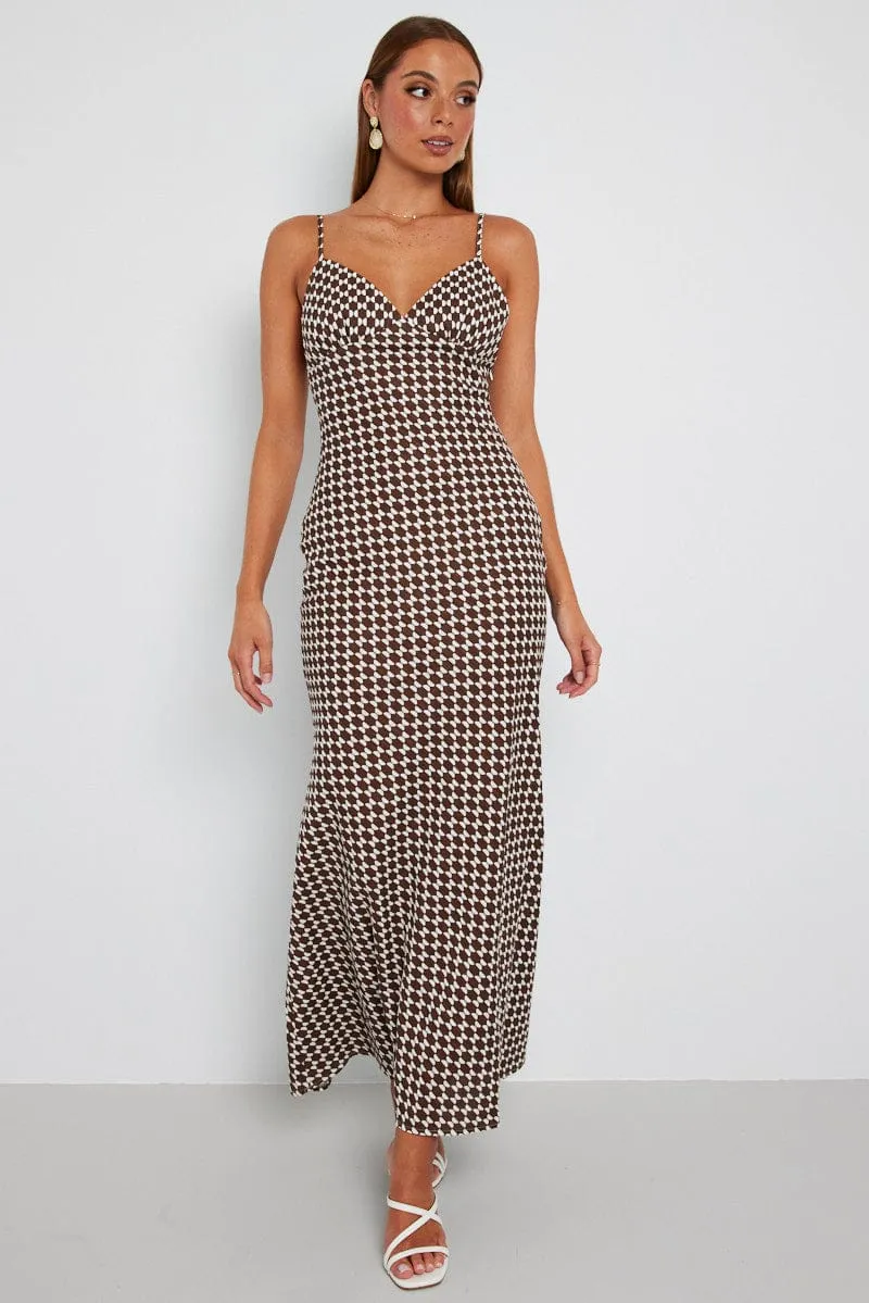 Brown Geo Maxi Dress Strappy sold by Ally Fashion product image thumbnail 2