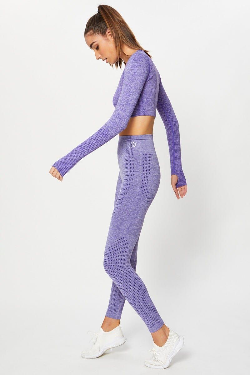 Purple Seamless Activewear Leggings sold by Ally Fashion product image thumbnail 4