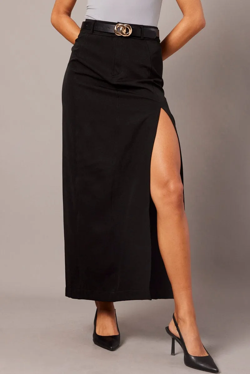 Black Midi Skirt Tailored High Waist sold by Ally Fashion product image thumbnail 3