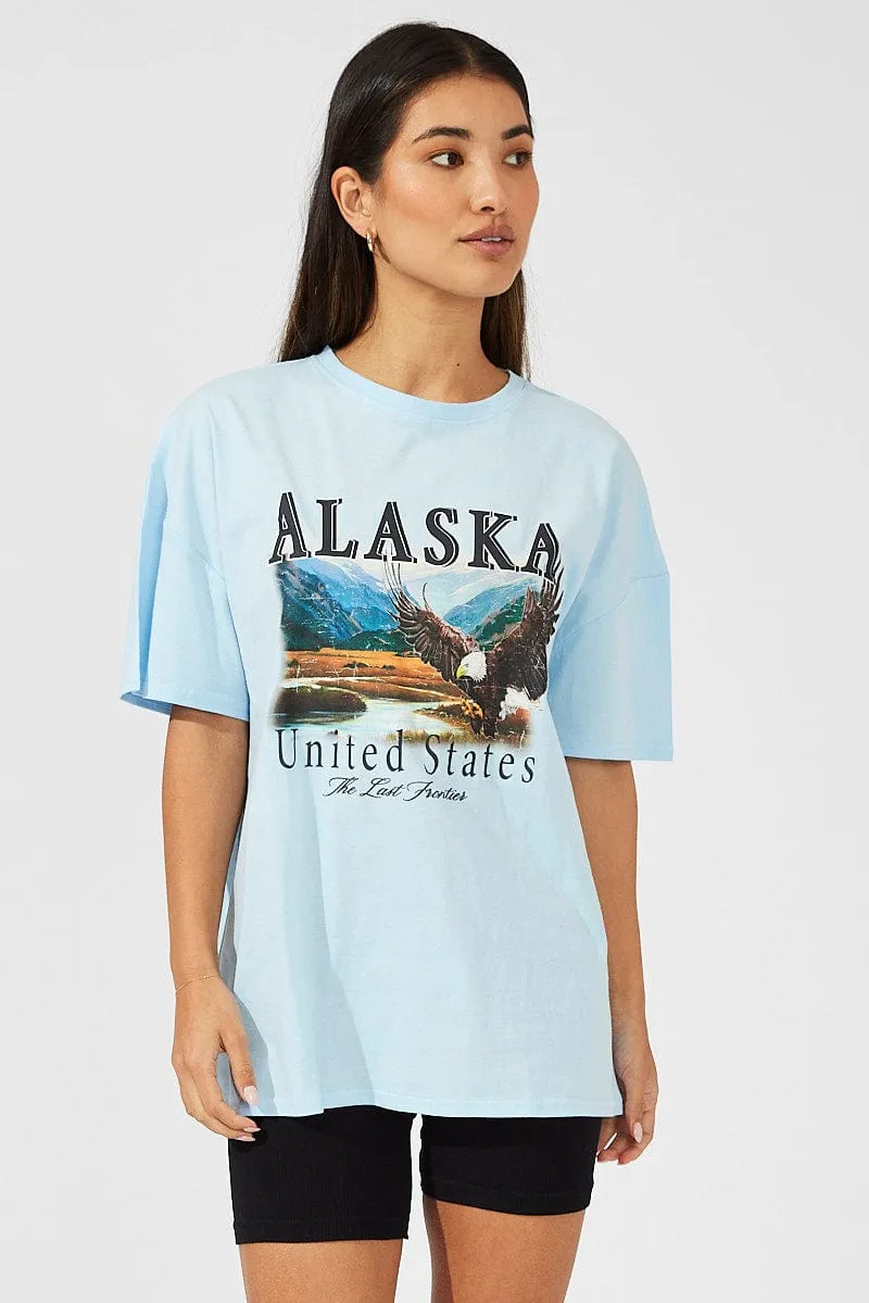 Blue Eagle Graphic Oversized T-shirt Short Sleeve Tee sold by Ally Fashion product image thumbnail 3
