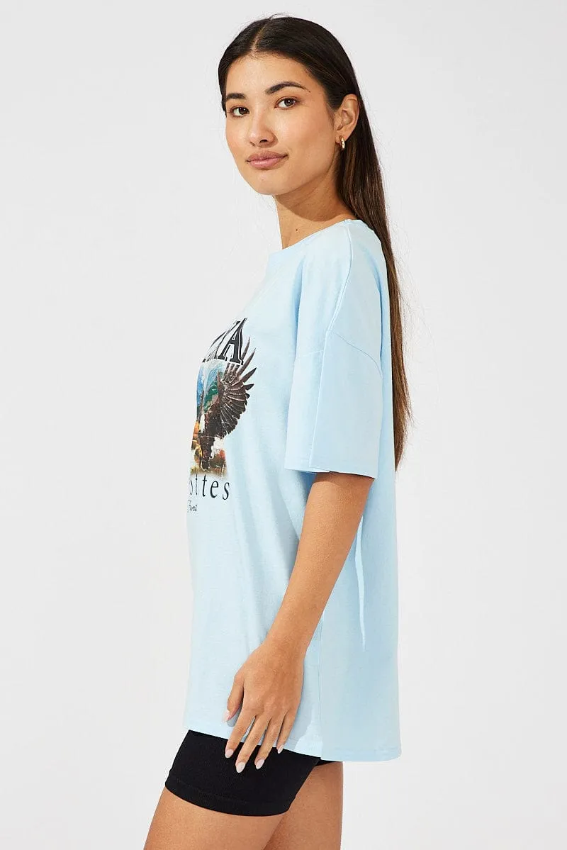 Blue Eagle Graphic Oversized T-shirt Short Sleeve Tee sold by Ally Fashion product image thumbnail 4