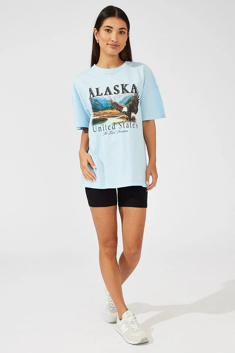 Blue Eagle Graphic Oversized T-shirt Short Sleeve Tee sold by Ally Fashion product image thumbnail 2
