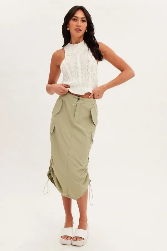 Green Cargo Skirt Ruched sold by Ally Fashion