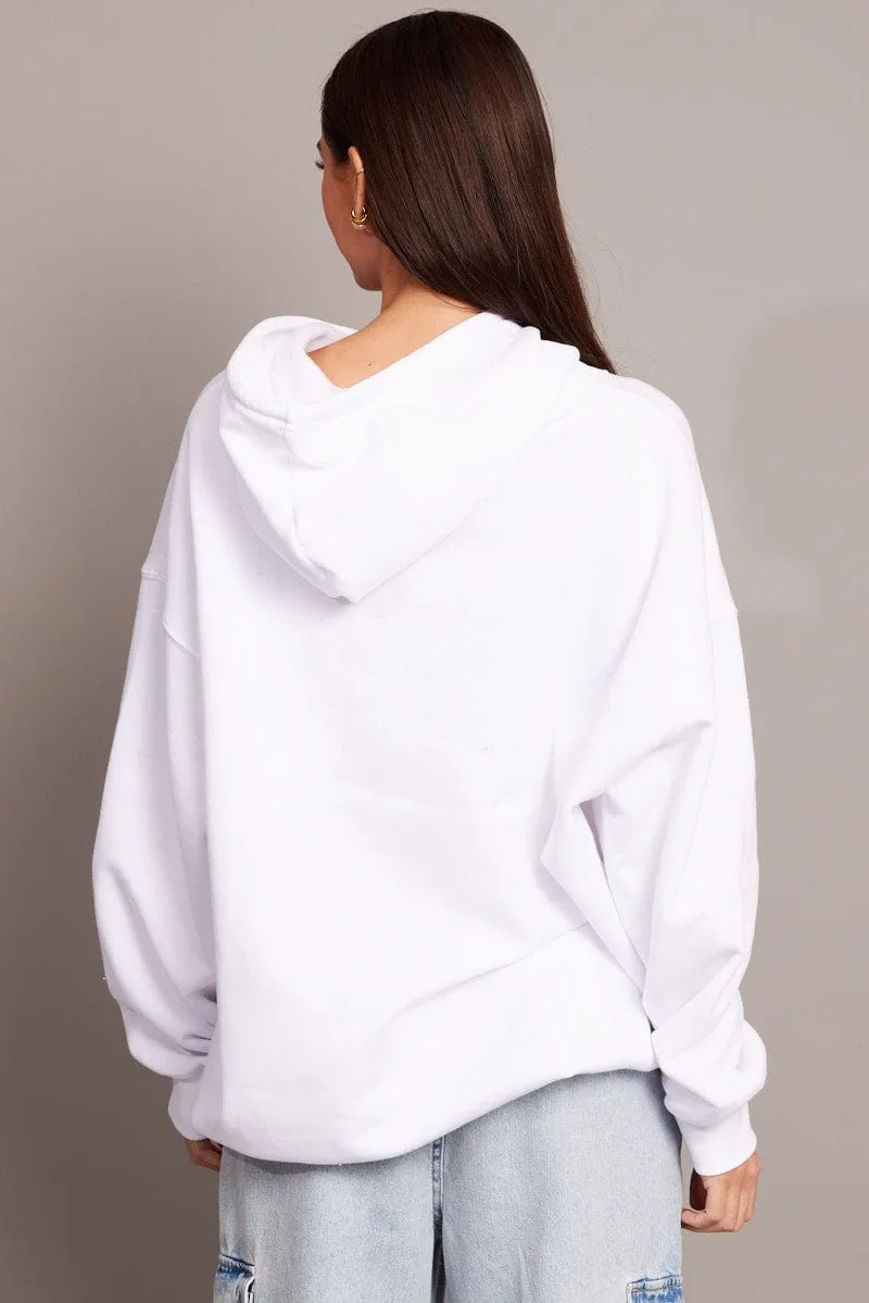 White Graphic Hoodie Sweater Long Sleeve sold by Ally Fashion product image thumbnail 5