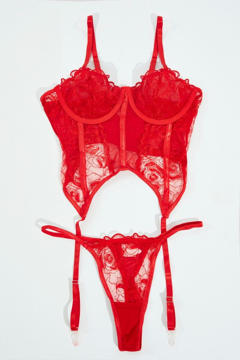 Red Lace Lingerie Set sold by Ally Fashion