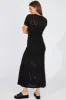 Black Knit Maxi Dress Crochet Short Sleeve sold by Ally Fashion