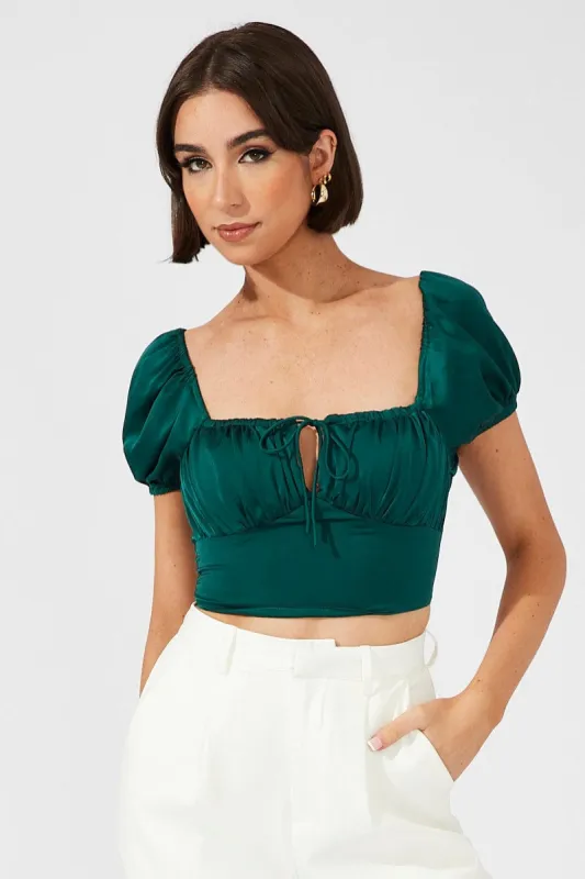 Green Corset Top Short Sleeve sold by Ally Fashion
