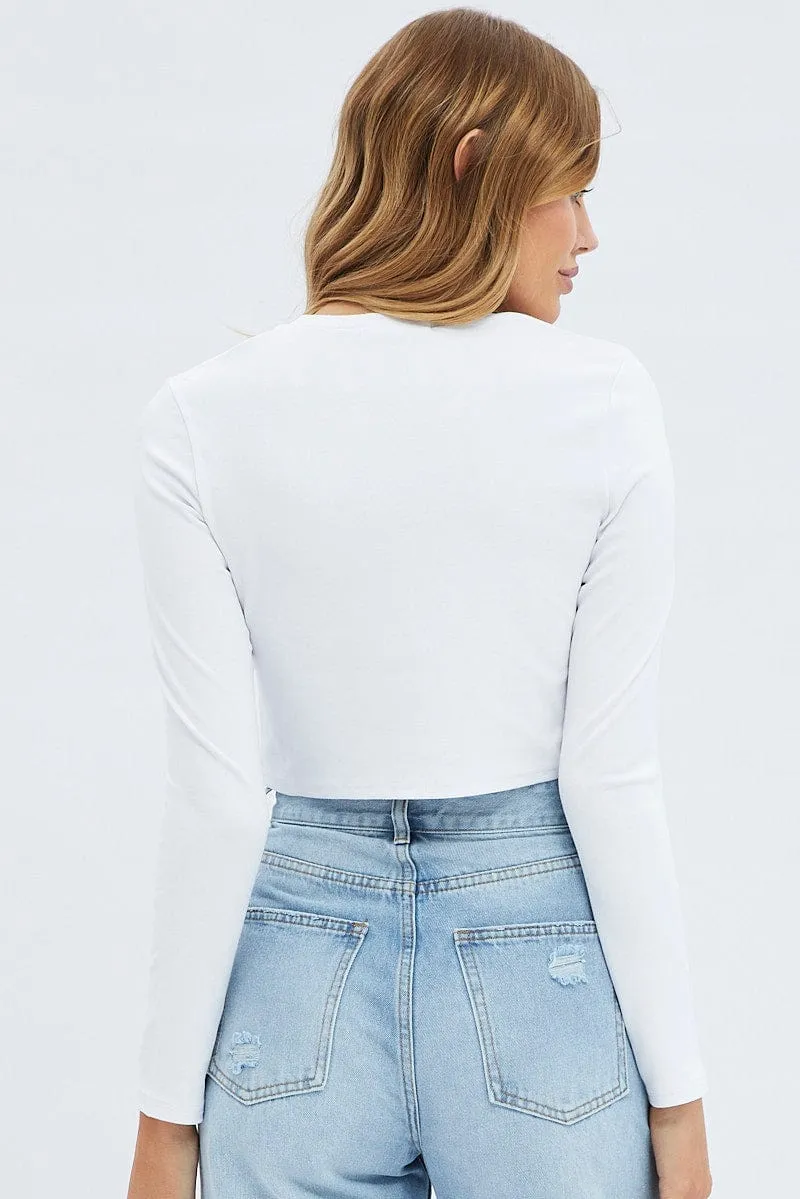 White Tee Round Neck Long Sleeve Graphic Print sold by Ally Fashion product image thumbnail 5