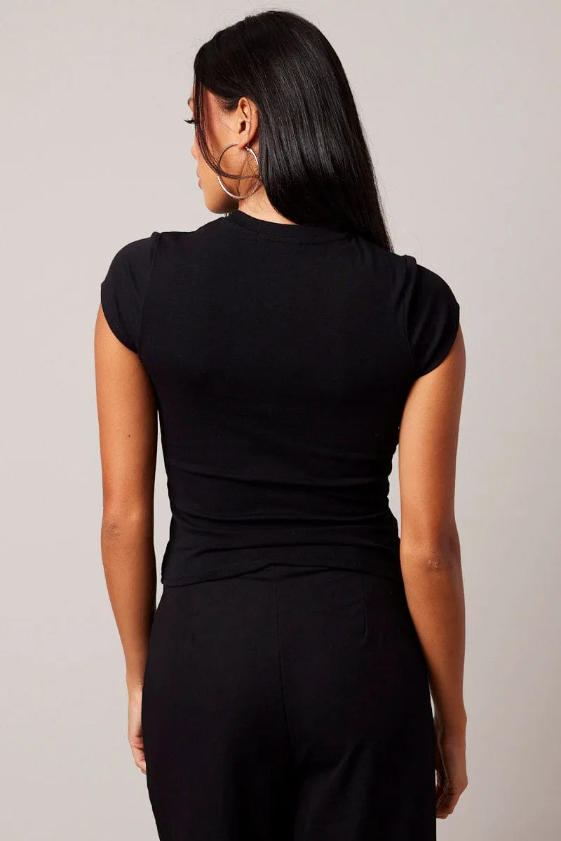 Black Graphic Tee Short sleeve Long Line sold by Ally Fashion product image thumbnail 5