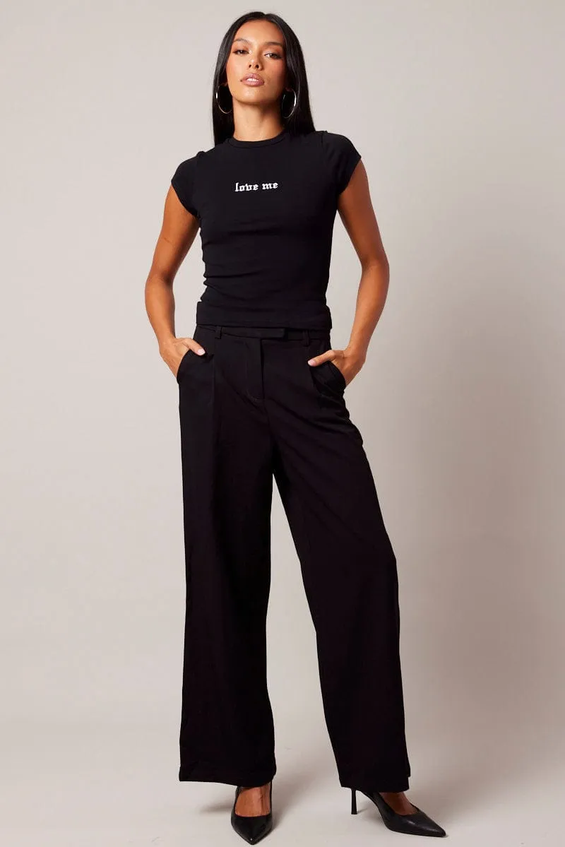 Black Graphic Tee Short sleeve Long Line sold by Ally Fashion product image thumbnail 2