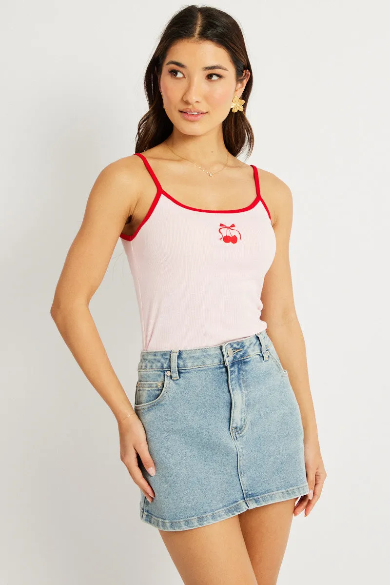 Pink Graphic Singlet Top sold by Ally Fashion