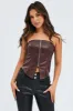 Brown PU Corset Sleeveless Strapless Butterfly Top sold by Ally Fashion