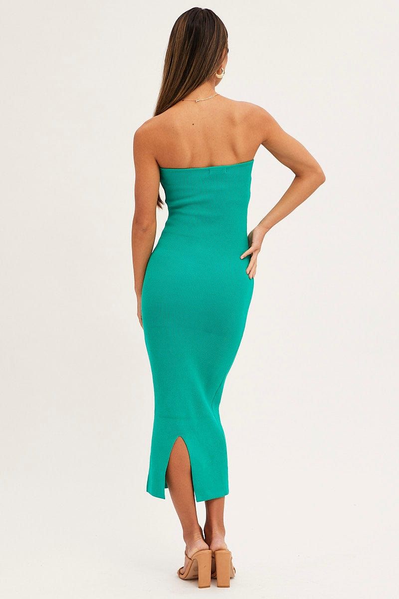 Green Sweetheart Neckline Bandeau Knit Bodycon Dress sold by Ally Fashion product image thumbnail 5