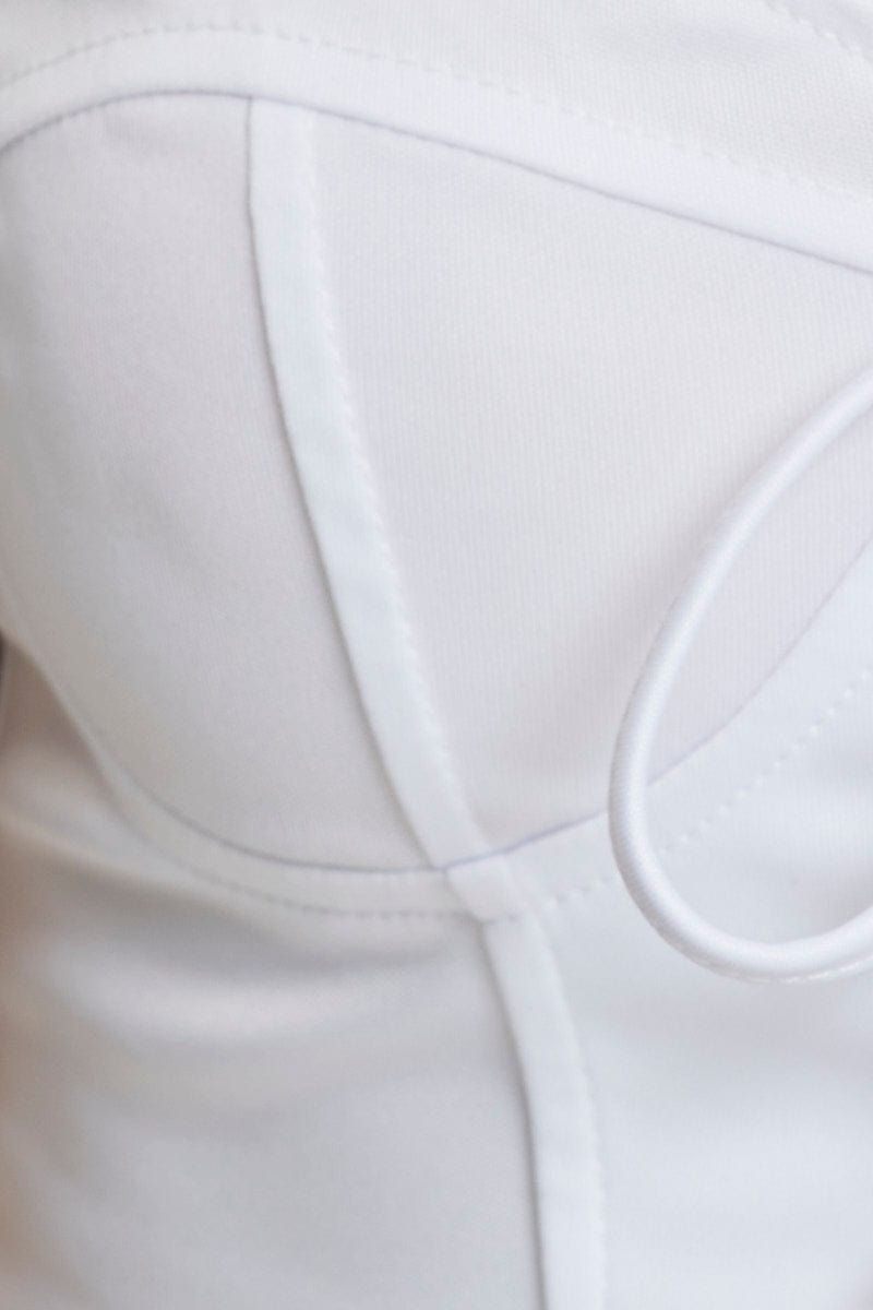 White Lace Trim Lace Up Bustier Crop Top sold by Ally Fashion product image thumbnail 6