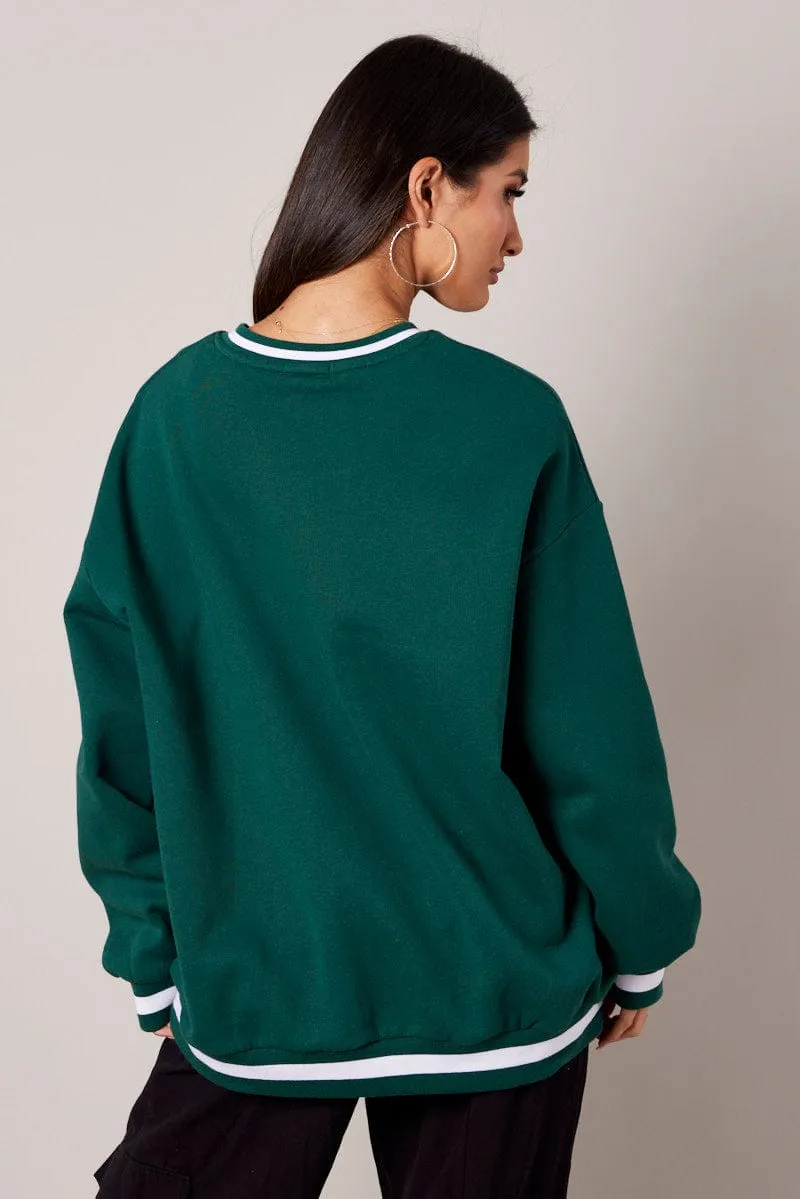 Green Graphic Sweater Long Sleeve sold by Ally Fashion product image thumbnail 5