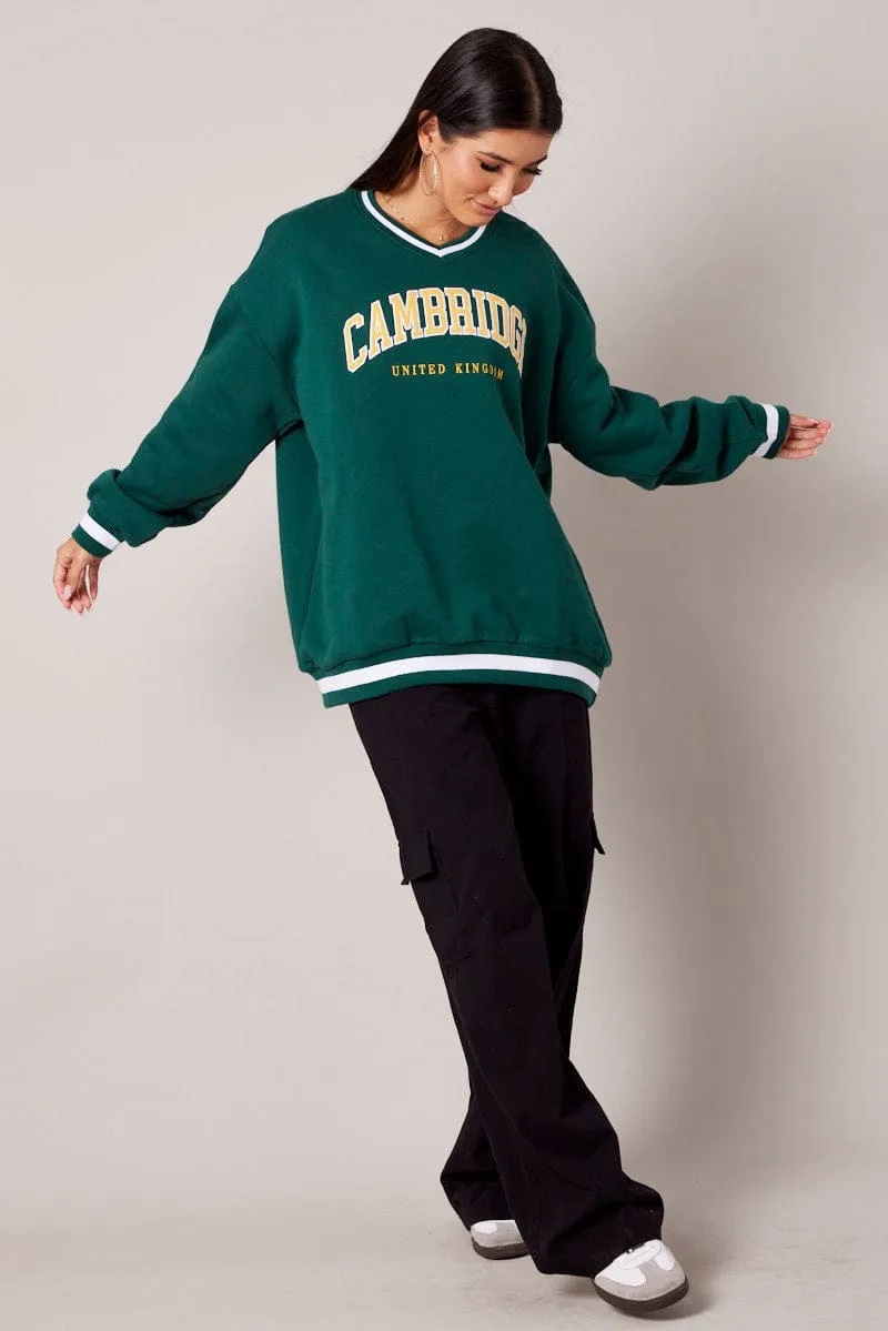 Green Graphic Sweater Long Sleeve sold by Ally Fashion product image thumbnail 2