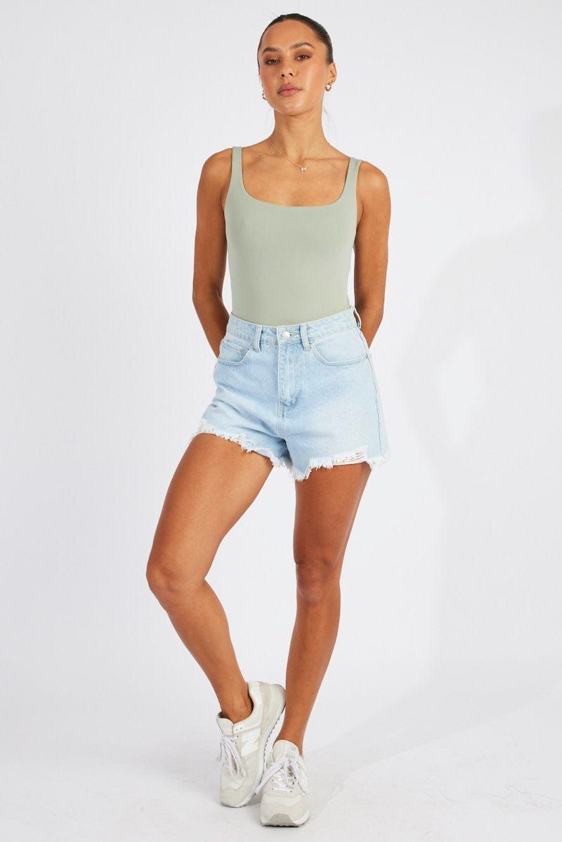 Green Bodysuit Scoop Neck Seamless sold by Ally Fashion product image thumbnail 3